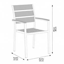 SILLON DE METAL Y POLYWOOD GRIS medidas