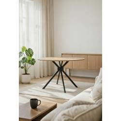 MESA REDONDA DE 120 cm DE DIAMETRO TAPA DE MADERA y PATAS METAL