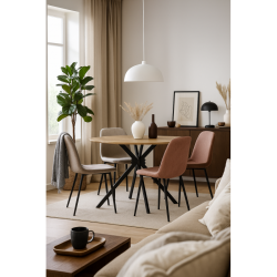 MESA REDONDA DE 120 cm DE DIAMETRO TAPA DE MADERA y PATAS METAL 2