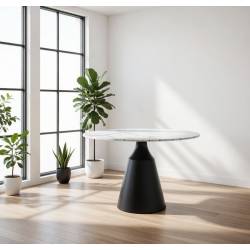 MESA REDONDA DE 120 cm DE DIAMETRO TAPA DE CERAMICA Y PATA EN METAL 4