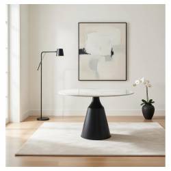 MESA REDONDA DE 120 cm DE DIAMETRO TAPA DE CERAMICA Y PATA EN METAL 5