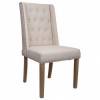 Silla de madera tapizada en beige 2