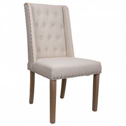 Silla de madera tapizada en beige 2