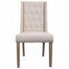 Silla de madera tapizada en beige frontal