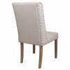 Silla de madera tapizada en beige trasera