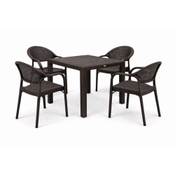 SILLON APILABLE POLIPROPILENO MARRON Y PATAS METALICAS con mesa de 80x80 cm opcional