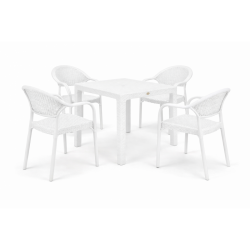 SILLON APILABLE POLIPROPILENO BLANCO PATAS METALICAS con mesa opcional