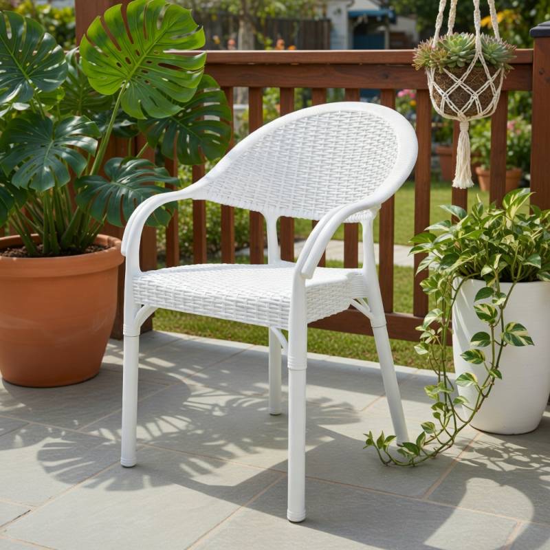SILLON APILABLE POLIPROPILENO BLANCO PATAS METALICAS