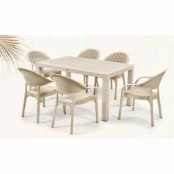 SILLON APILABLE POLIPROPILENO CAPUCHINO PATAS METALICAS con mesa opcional