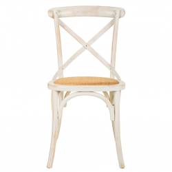 SILLA DE MADERA BLANCA ASIENTO DE RATAN 3
