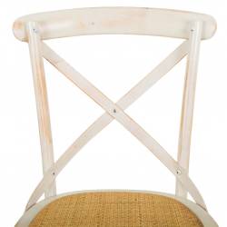 SILLA DE MADERA BLANCA ASIENTO DE RATAN DETALLE RESPALDO