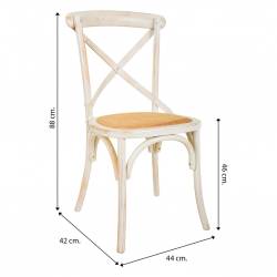 SILLA DE MADERA BLANCA ASIENTO DE RATAN medidas