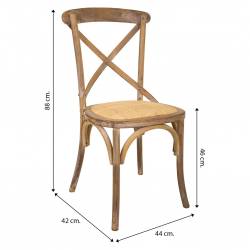 SILLA DE MADERA ASIENTO DE RATAN MEDIDAS