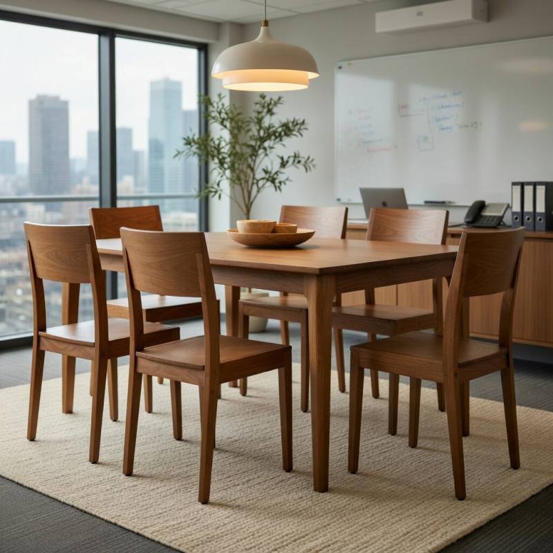 SILLA DE MADERA DE ACACIA ACABADO NOGAL CON MESA OPCIONAL A JUEGO