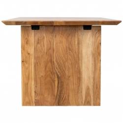 MESA RECTANGULAR DE 2 METROS EN MADERA DE ACACIA ACABADO MARRON VISTA FRONTAL