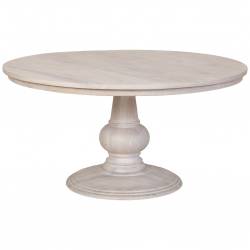 MESA REDONDA DE MADERA ACABADO BLANCO DIAMETRO150 cm 2