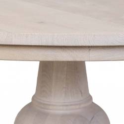 MESA REDONDA DE MADERA ACABADO BLANCO DIAMETRO150 cm DETALLE CANTO