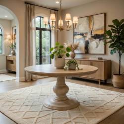 MESA REDONDA DE MADERA ACABADO BLANCO DIAMETRO150 cm