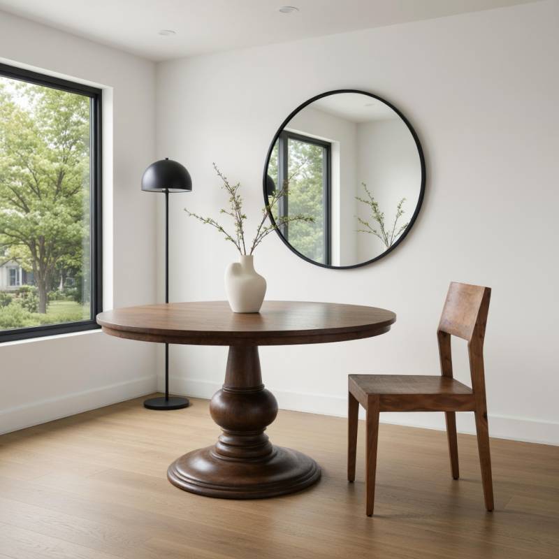 MESA REDONDA DE MADERA DIAMETRO 150 cm TABLERO SUGERENCIA