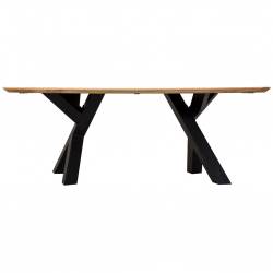 MESA DE 2 METROS EN MADERA Y METAL LATERAL