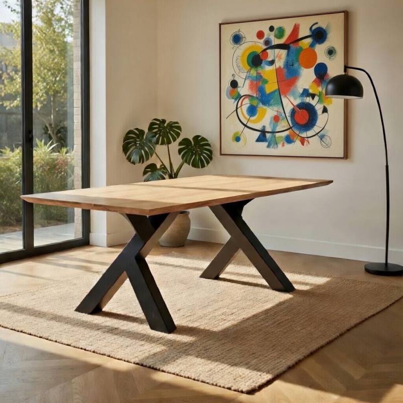 MESA DE 2 METROS EN MADERA Y METAL