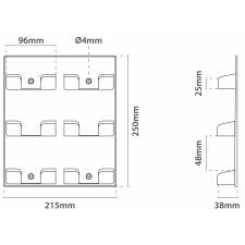 Soporte de pared con 6 cajetines medidas