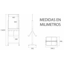 Marco con patas y estantes medidas