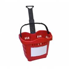Cesta trolley de compra con brazo extensible roja