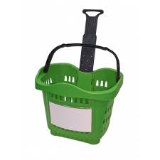 Cesta trolley de compra con brazo extensible verde