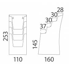 Portafolletos Negro para folletos 10x21 cm medidas