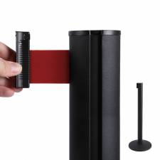 Poste separador negro con cinta roja de 2.6 metros