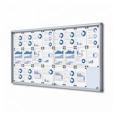Vitrina de puertas correderas con fondo magnético para 24 DIN A4