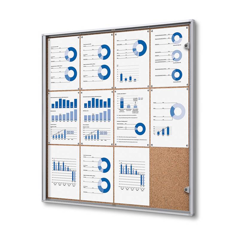 Vitrina fondo de corcho para 12 DIN A4