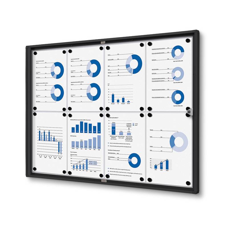 Vitrina magnética con marco negro para 8 DIN A4