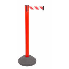Poste de seguridad rojo con base rellenable y cinta roja y blanca