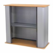 Mostrador recto para promociones o stand vista trasera