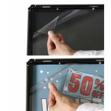 Atril portamenú negro para DIN A4 base de inyección marco click y plástico protector