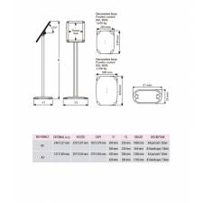 Atril portamenú negro base de inyección medidas