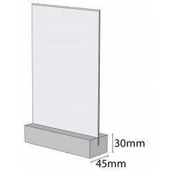Portagráfica o portamenú vertical con base de madera medidas base