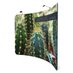 Photocall CURVO textil de 240, 300 o 600 cm de ancho y 238 cm de alto con gráfica y focos opcionales
