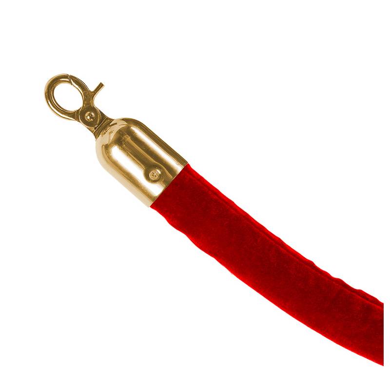 Cordón rojo liso para postes separadores terminal dorado
