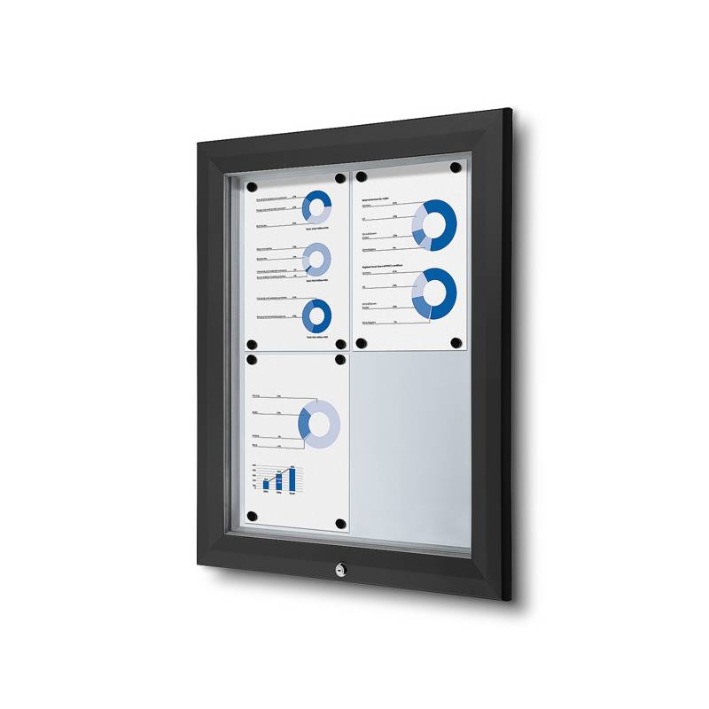 Vitrina negra para 4 DIN A4 apta para exterior cubierto