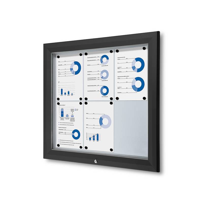 Vitrina negra para 6 DIN A4 apta para exterior cubierto