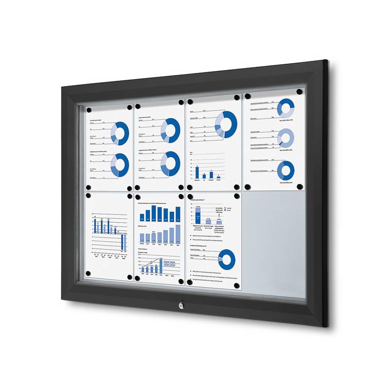 Vitrina negra para 8 DIN A4 apta para exterior cubierto