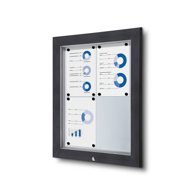 Vitrina antracita para exterior para 4 DIN A4 certificada IP56